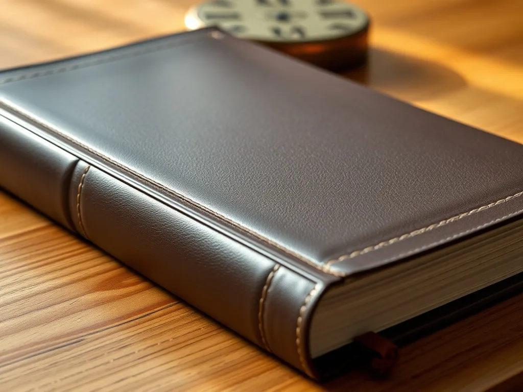 A professional close-up of a financial dictionary, leather b